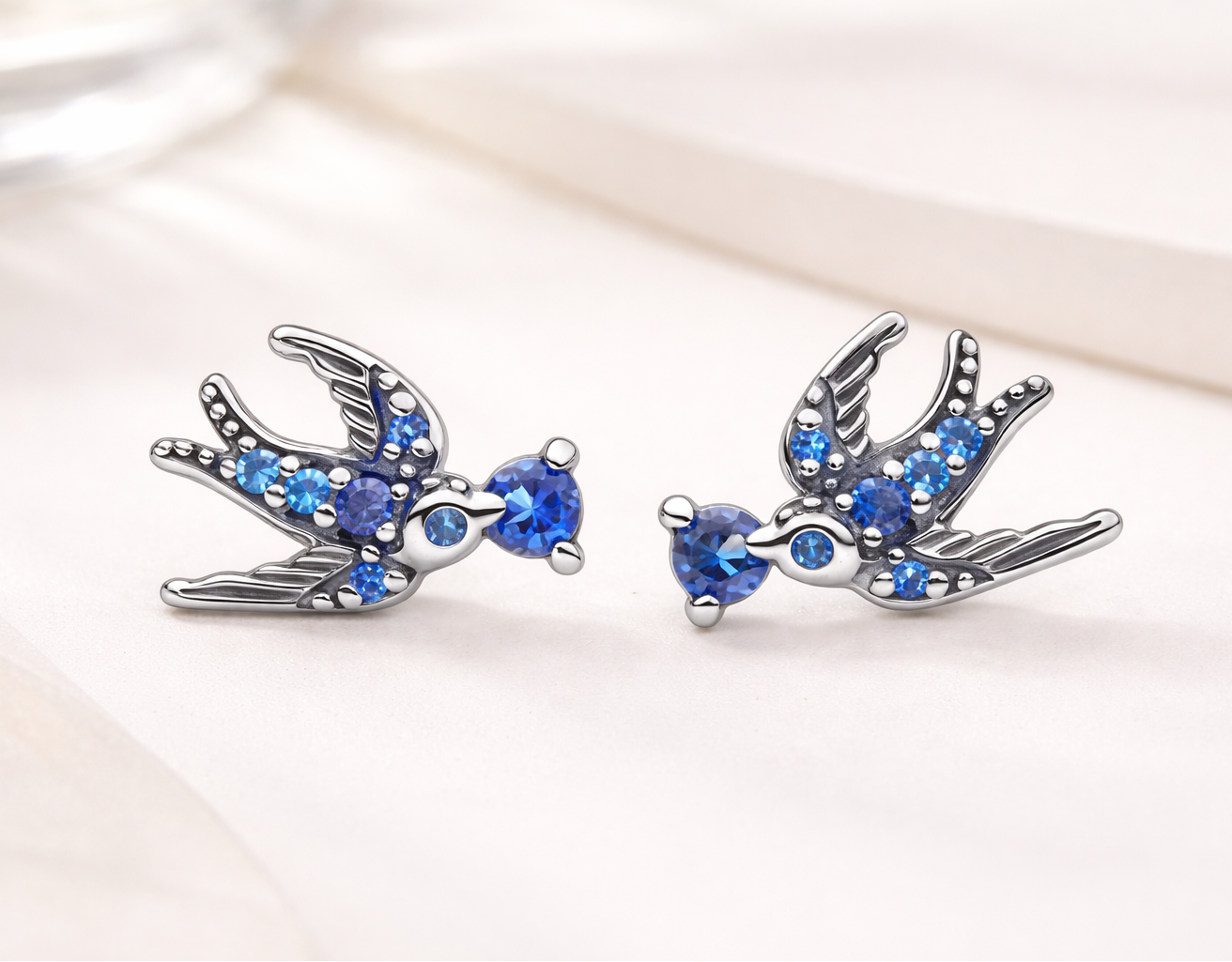 Blue swallow earrings