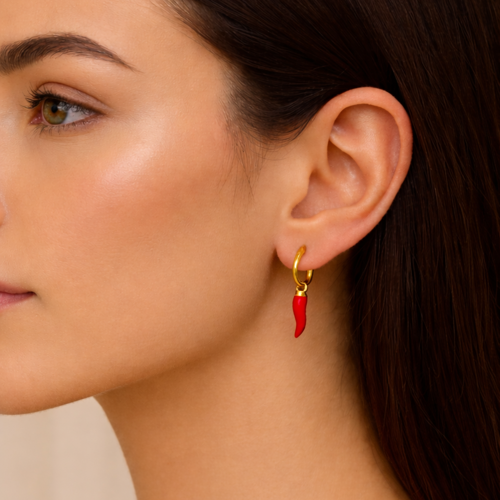 Red Chili Hoop Earrings