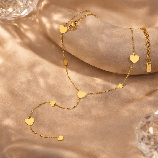 Golden Heart Lariat Necklace