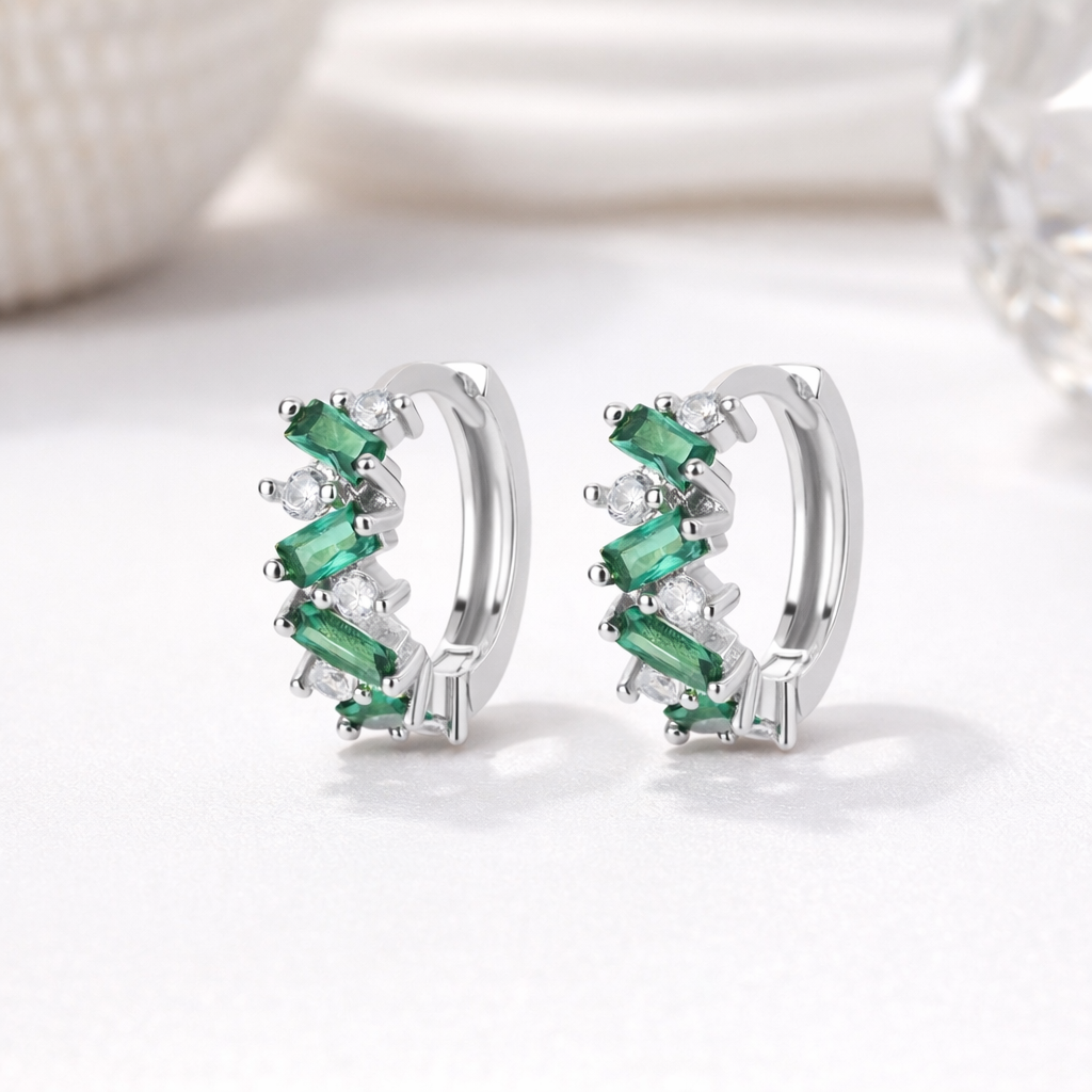 Emerald Spark Huggie Earrings