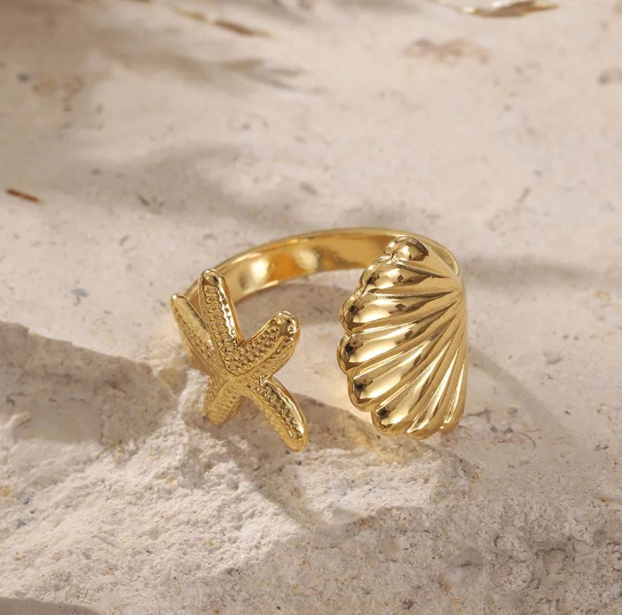 Gold Ocean Ring Set