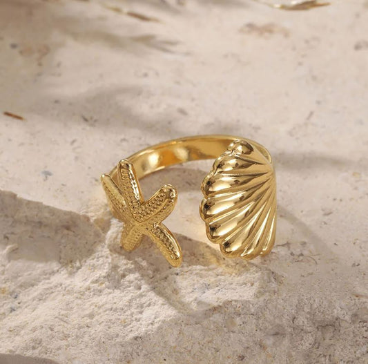 Gold Ocean Ring Set