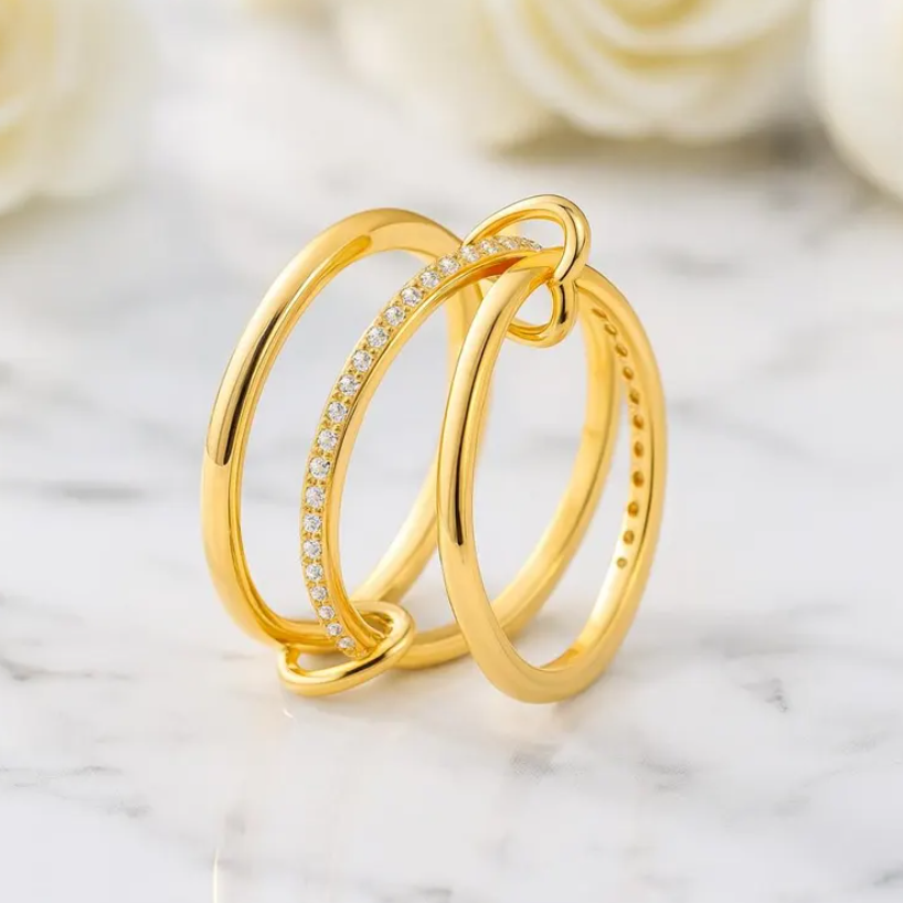 Infinity Love Gold Double Ring