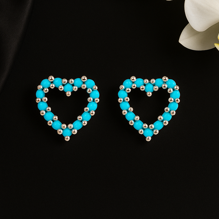 Aqua Heart Earrings
