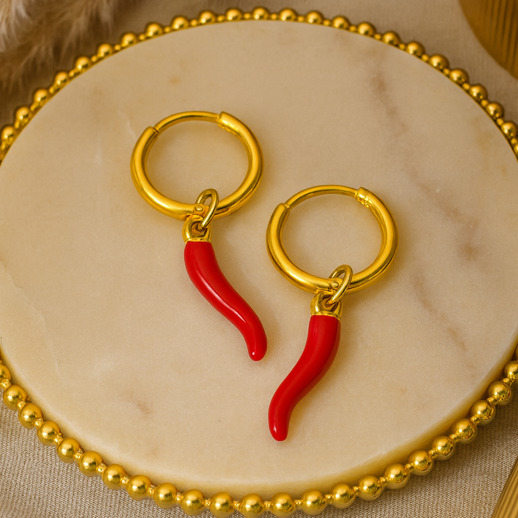 Red Chili Hoop Earrings