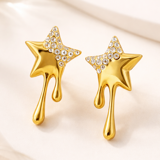 Golden Drip Star Earrings