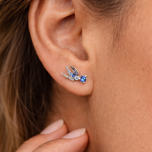 Blue swallow earrings