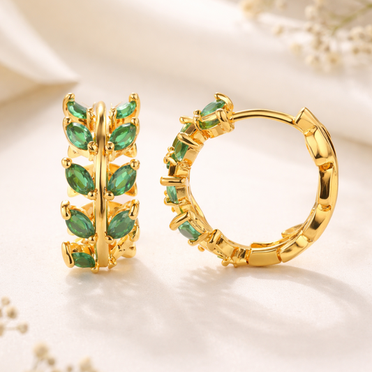 Emerald Vine Hoop Earrings