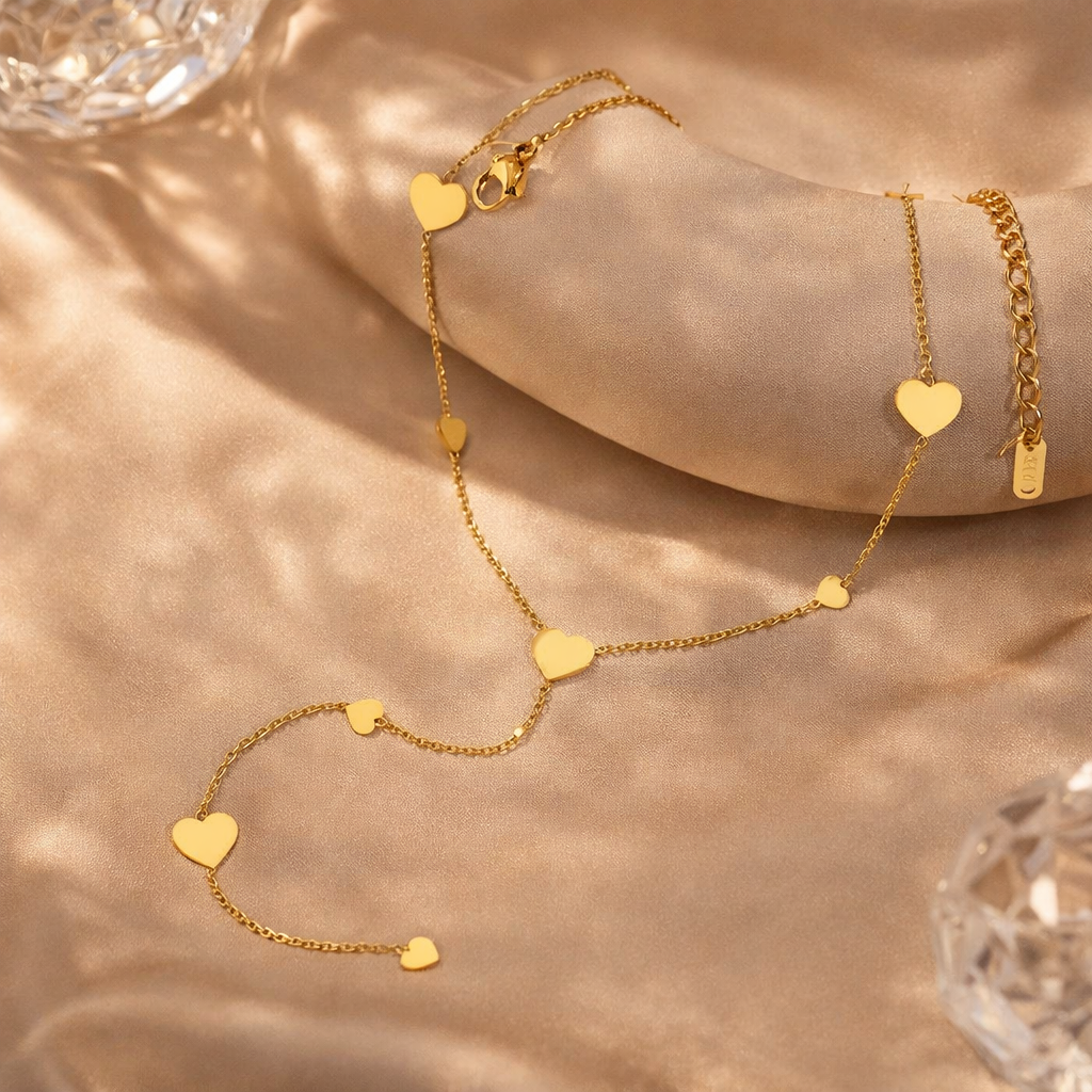 Golden Heart Lariat Necklace