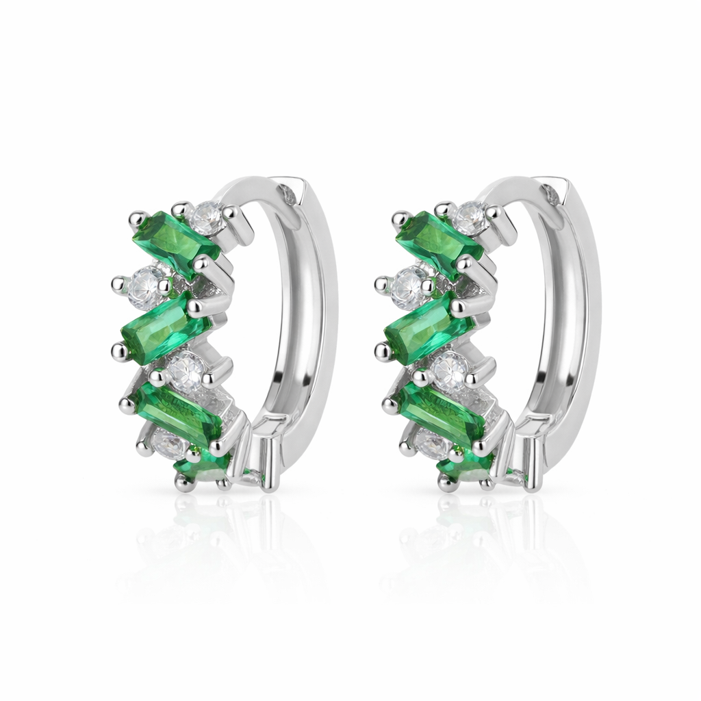 Emerald Spark Huggie Earrings