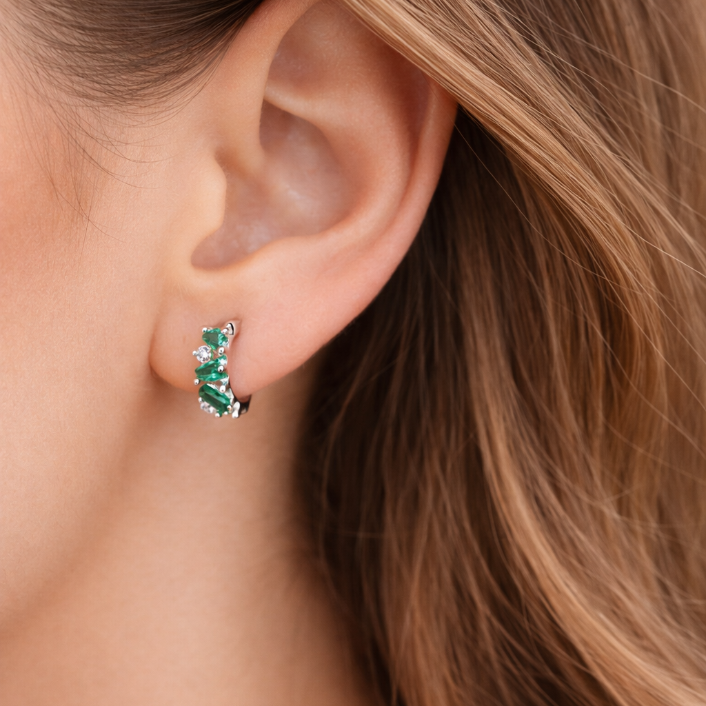 Emerald Spark Huggie Earrings