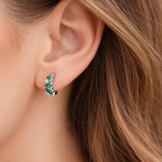 Emerald Spark Huggie Earrings