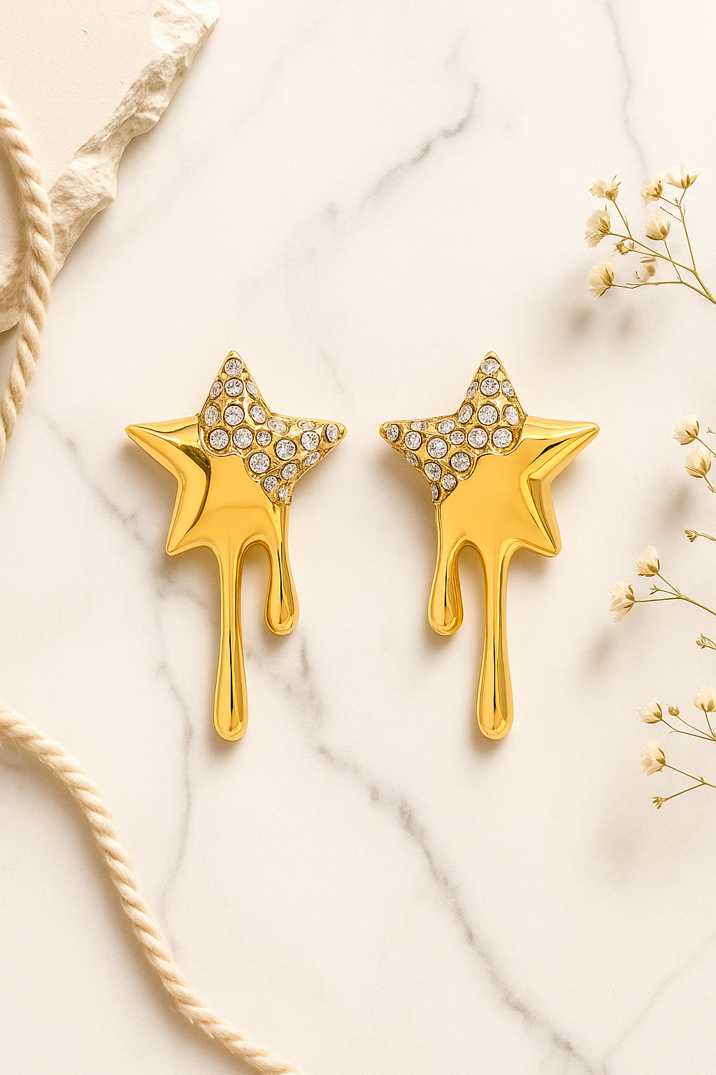 Golden Drip Star Earrings