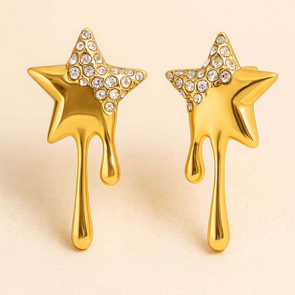 Golden Drip Star Earrings