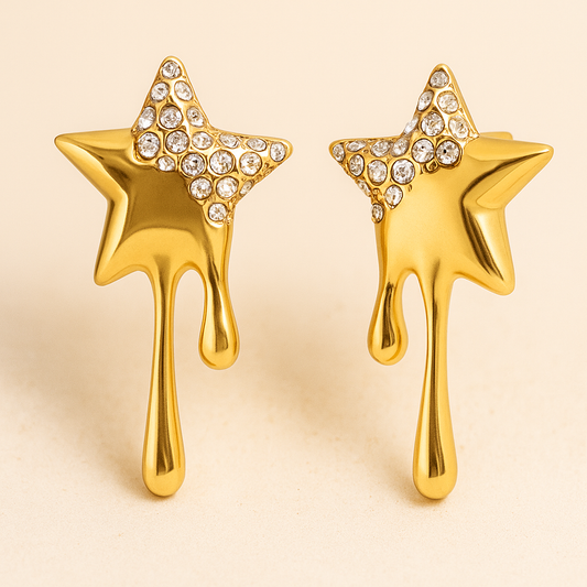 Golden Drip Star Earrings
