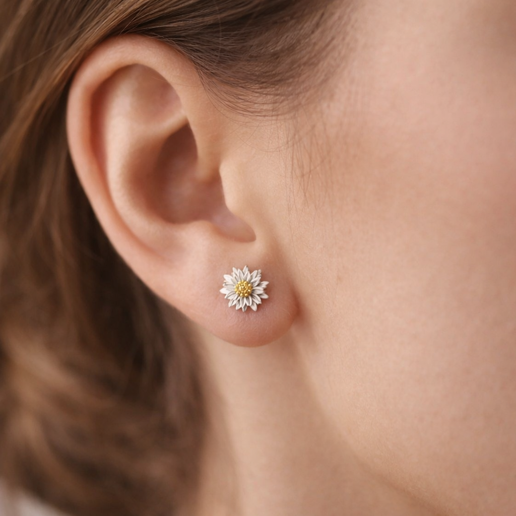 Golden Daisy Crystal Studs