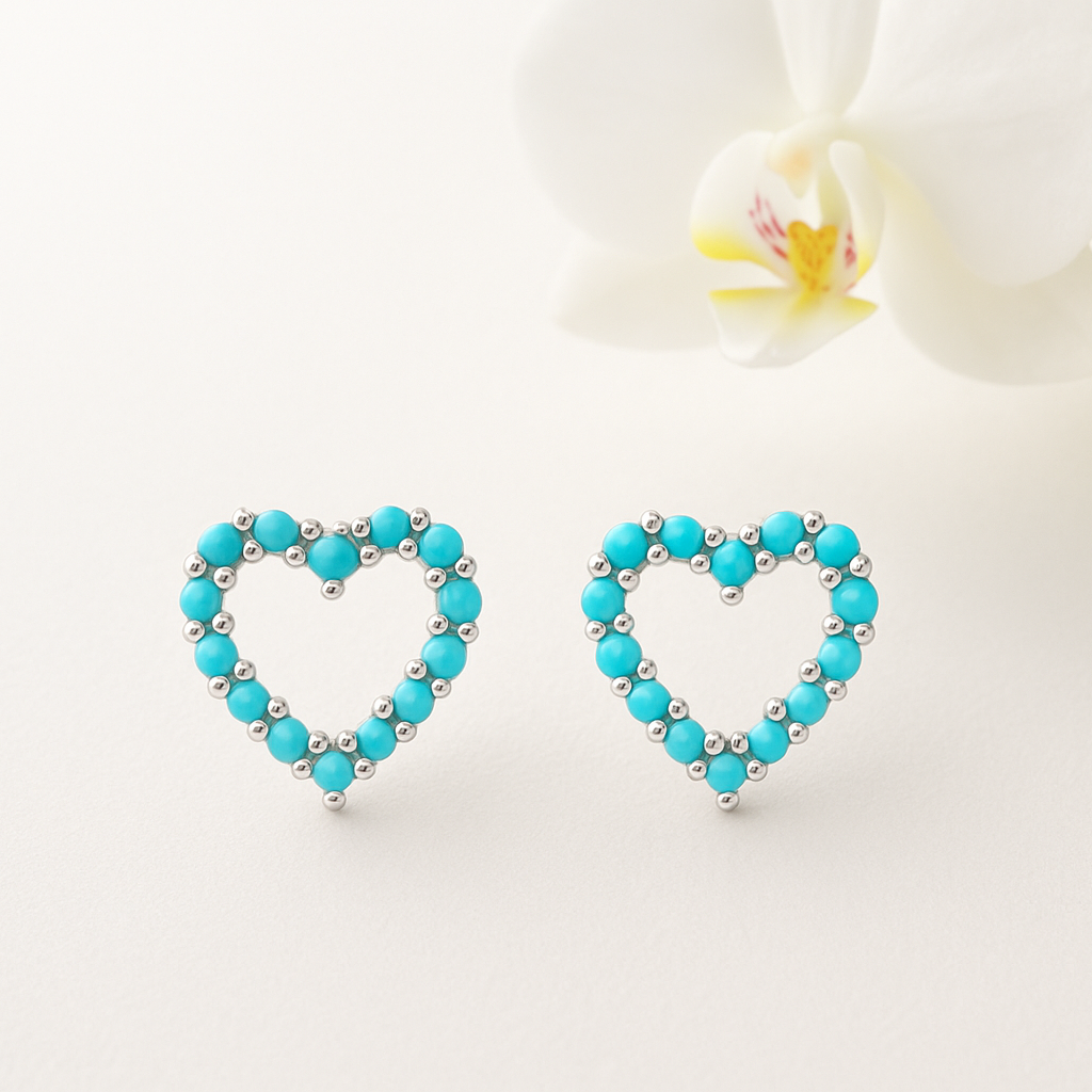Aqua Heart Earrings
